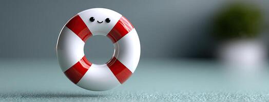 A life preserver with a smiling face on it photo