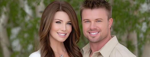 A man and woman are smiling for the camera photo