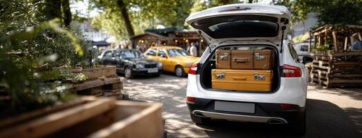 A car with luggage in the trunk photo