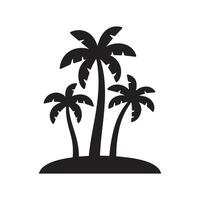Silhouette of three palm trees on a small island isolated on white background, tropical vacation vector