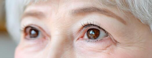 An older woman's eyes with brown eyes photo