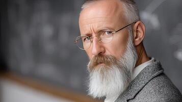 An old man with a beard and glasses photo