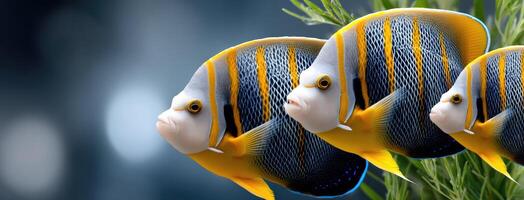 Three fish with black and yellow stripes photo