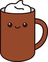 Clean Illustration Of Cocoa Mug In Flat Graphic Style vector