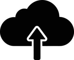 Cloud Upload Filled Silhouette Icon for Digital Content Sharing vector