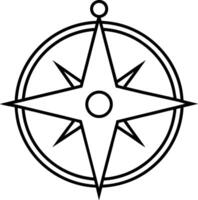 Compass Line Art Icon for Accurate Route Finding and Global Positioning vector