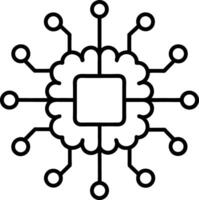 AI Brain Chip Line Art Icon for Advanced Technology Concepts and Machine Learning vector