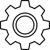 Settings Gear Icon Line Art Illustration for System Configuration and Software Preferences vector