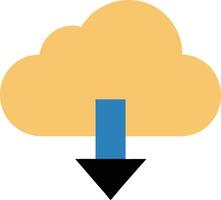 Cloud Download Icon Minimal Colored Flat Illustration for Data Retrieval vector