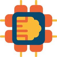 AI Brain Chip Icon Minimal Flat Art Modern Computing Colored Technology vector