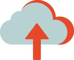 Cloud Upload Icon Minimal Colored Flat Illustration for Data Transfer vector