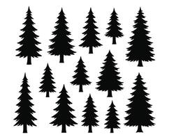 Silhouette of Pine regreen Tree Illustration Trees Set vector