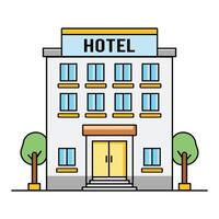 Modern Flat Hotel Building Illustration Front View Architecture for Travel and Tourism Design vector