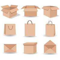 Illustration of a set of cardboard boxes vector