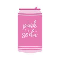 Cute pink soda can with sparkling design and playful. Flat illustration vector