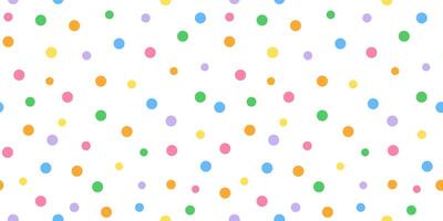 Seamless pattern with colorful polka dots on a white background. Abstract ornament multicolor falling confetti. Flat illustration vector