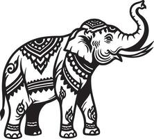 An elephant with a tribal pattern on its trunk vector
