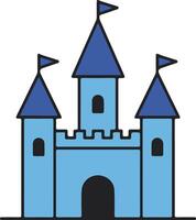 A castle with blue turrets and flags vector