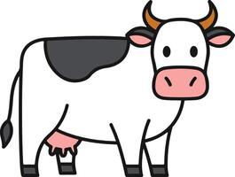 A cartoon cow with horns standing on a white background vector
