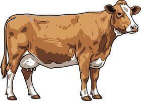 A cartoon cow standing on a white background vector