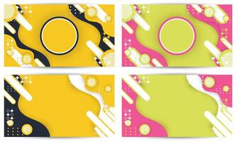 four different colored banners with abstract shapes vector