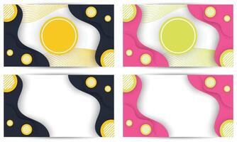 four different colored cards with abstract shapes vector