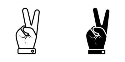 Hand gesture victory symbol on a white background. vector