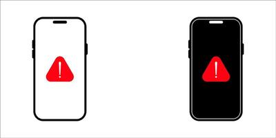 Set cell phone error icon and glyph design on a white background vector