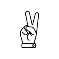 Hand gesture V sign for victory or peace line icon. Simple outline style for apps and websites. illustration on white background. EPS 10 vector