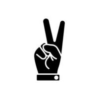 Hand gesture V sign for victory or peace black icon. Simple outline style for apps and websites. illustration on white background. EPS 10. vector
