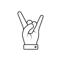 Rock and roll hand line icon isolated on white background. Rock and roll hand line icon for infographic, website or app. Scalable icon designed on a grid system. vector