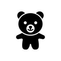 Black teddy bear plush toy line art icon for apps and websites vector