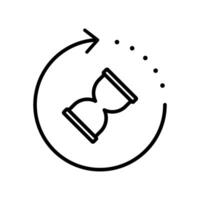 Anti aging hourglass icon. Simple outline style. Waiting slow time, anti old, clock, sandglass with round arrow, timer concept. Thin line symbol. illustration isolated. Editable stroke. eps 10 vector