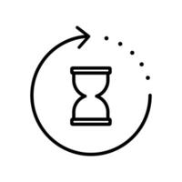 Anti aging hourglass icon. Simple outline style. Waiting slow time, anti old, clock, sandglass with round arrow, timer concept. Thin line symbol. illustration isolated. Editable stroke. vector