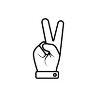 Hand gesture V sign for victory or peace line icon. Simple outline style for apps and websites. illustration on white background. EPS 10. vector