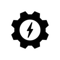 illustration of energy gear icon, with lightning, ideal for power, mechanics and technology concepts. Stroke is editable. vector