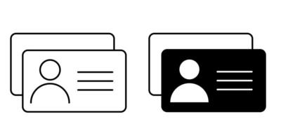 Driver license and ID card icon set in black and white style for identification documents personal identity graphics templates and minimalist illustrations vector
