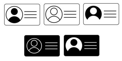 Driver and identity card icon pack designed in black and white outline style for digital applications personal ID design systems and editable templates vector
