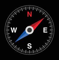 Compass icon with pointers on black background vector