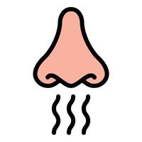 Bad smell icon flat line style illustration representing unpleasant odors and hygiene concerns, suitable for cleaning, health, and sanitation-related projects vector