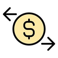 Transfer icon flat line style illustration representing movement of funds or data, suitable for finance, banking, and technology-related projects vector