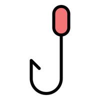Hook icon flat line style illustration representing fishing gear and attachment tools, suitable for marine, outdoor, and angling-related projects vector