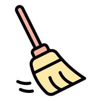Sweep icon flat line style illustration representing cleaning and tidying up, suitable for sanitation, housekeeping, and maintenance-related projects vector