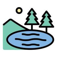 Lake icon flat line style illustration representing natural water bodies and outdoor scenery, suitable for nature, travel, and recreational-related projects vector