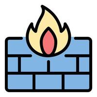 Firewall icon flat line style illustration representing network security and data protection, suitable for cybersecurity, IT infrastructure, and technology-related projects vector