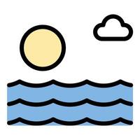 Sea icon flat line style illustration representing ocean environments and marine life, suitable for travel, nature, and aquatic-related projects vector
