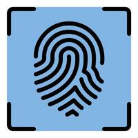 Finger scanner icon flat line style illustration representing biometric identification and security, suitable for technology, authentication, and access control projects vector
