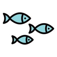 Shoal icon flat line style illustration representing a group of fish or shallow water area, suitable for marine life, fishing, and aquatic ecosystem-related projects vector