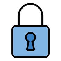 Padlock icon flat line style illustration representing security and data protection, suitable for privacy, cybersecurity, and access control projects vector