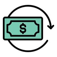 Refund icon flat line style illustration representing returns and reimbursements, suitable for retail, e-commerce, and customer service projects vector